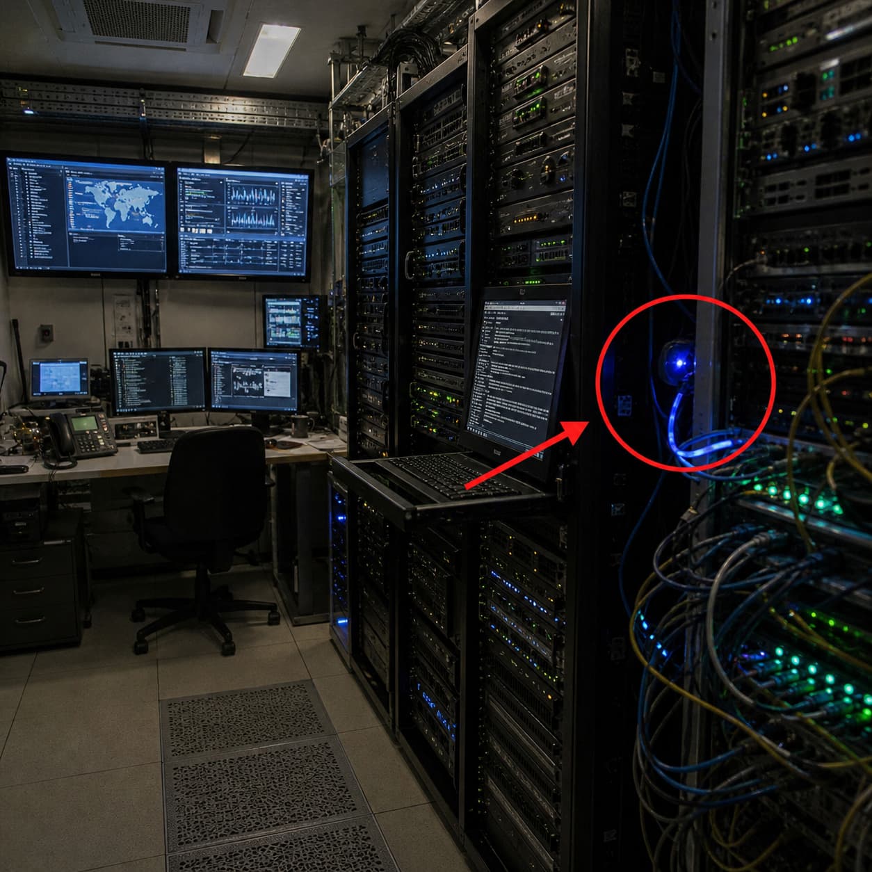 The cable in the control room broadcasting a secret frequency